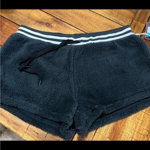 PJ Salvage Faux Fur Black Pajama Shorts Size Large NWT
